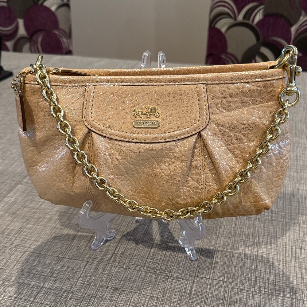 Coach Gold Leather Wristlet